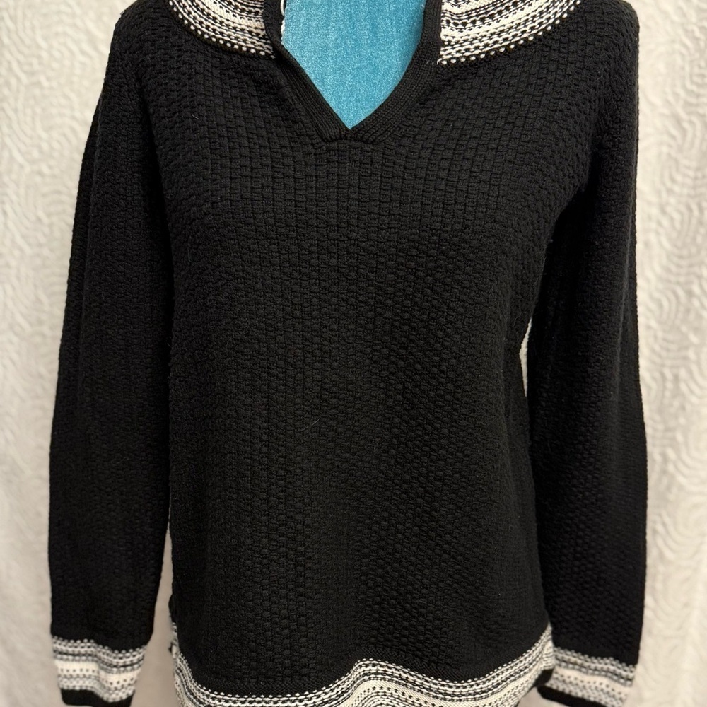 LOFT Black and White V-Neck Sweater